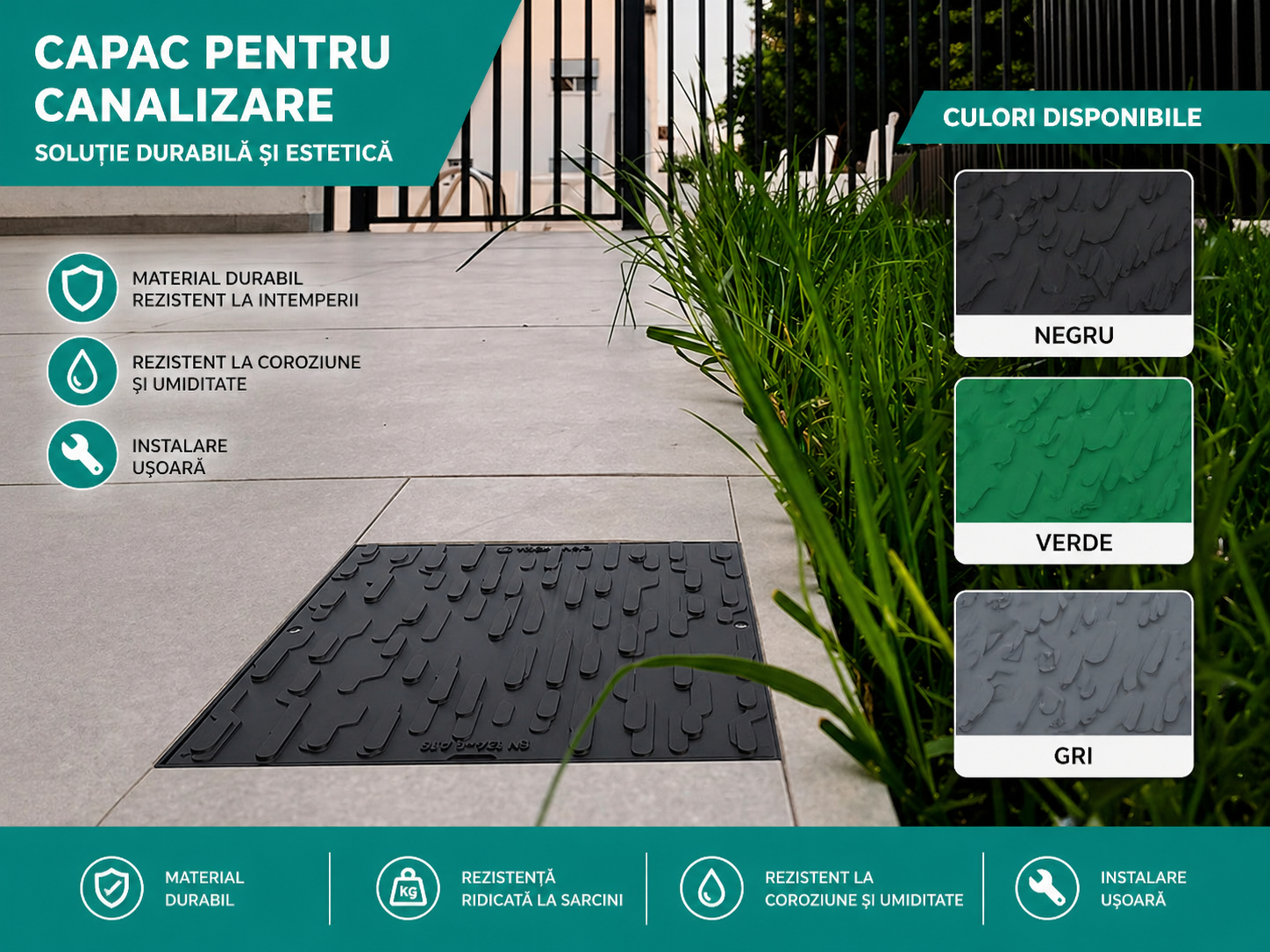 Gama capacelor pătrate din plastic Vodaland – soluții practice pentru spații rezidențiale