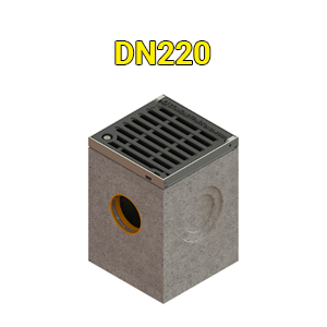 Дождеприемник ливневой фибробетонный PRO DN220 с решеткой чугунной класс D400 (280x280x400мм)