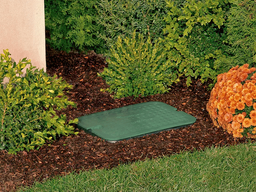 Короб ПП прямоугольная для VALVE MINI TERRA 408х280мм, база 524х386мм, Н=300мм черная+зеленая крышка