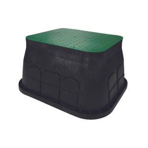 Короб ПП прямоугольная для VALVE MINI TERRA 408х280мм, база 524х386мм, Н=300мм черная+зеленая крышка