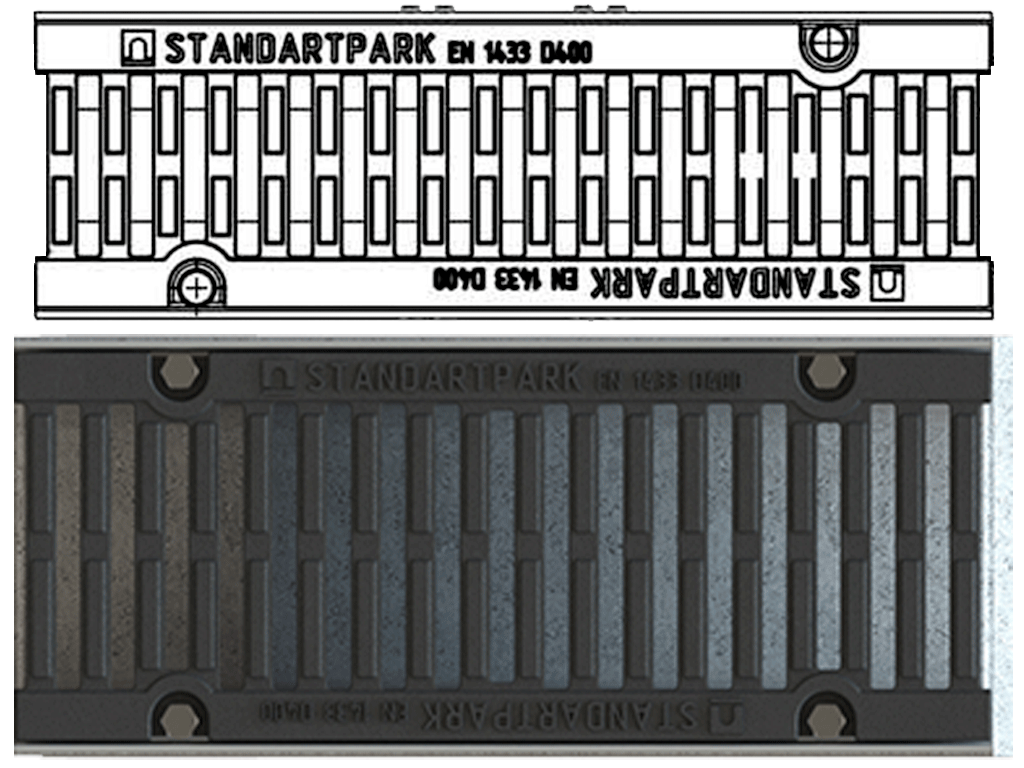 Пескоуловитель водоотводный фибробетонный серия PRO DN150 H500 с решеткой чугунной D400 (500x210x500мм)