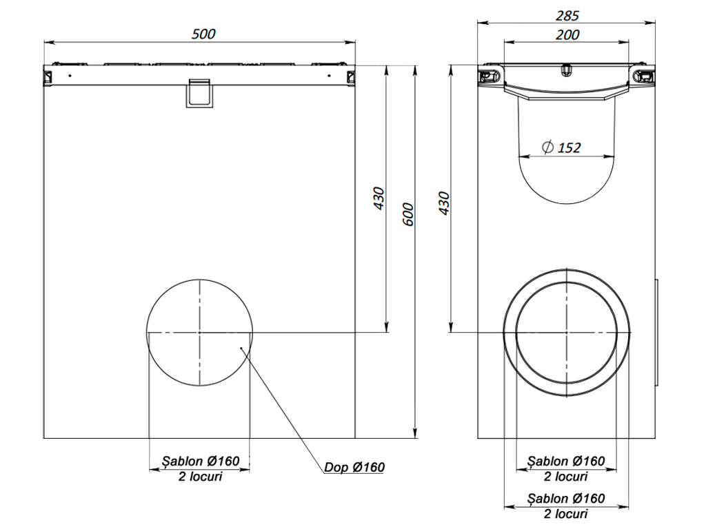 Пескоуловитель бетонный Mono DN150 H600 раструб 160 с решеткой чугунной с засовами Е600