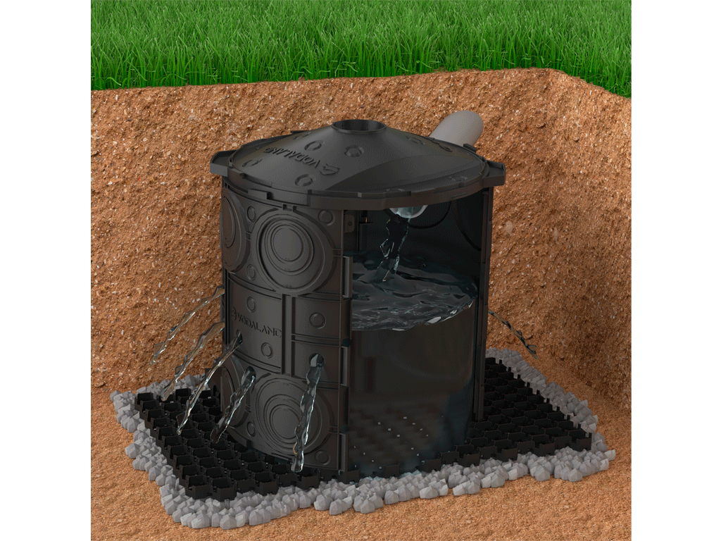 Дренажный, инфильтрационный колодец Dry Well D620 мм H710 мм пластиковый с крышкой и геоматериалом