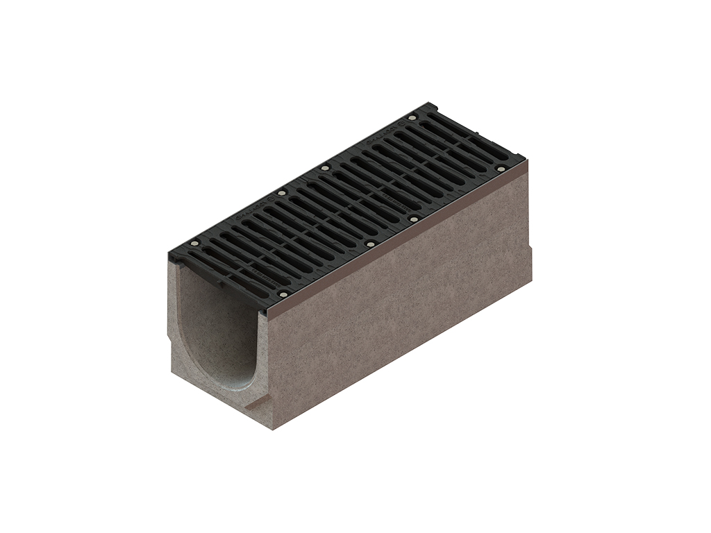 Rigolă carosabilă MEGA DN300 (H260 - H610 mm) din fibrobeton, cu grătare din fontă ductilă E600