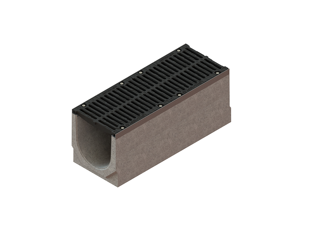 Rigolă carosabilă MEGA DN300 (H260 - H610 mm) din fibrobeton, cu grătare din fontă ductilă F900