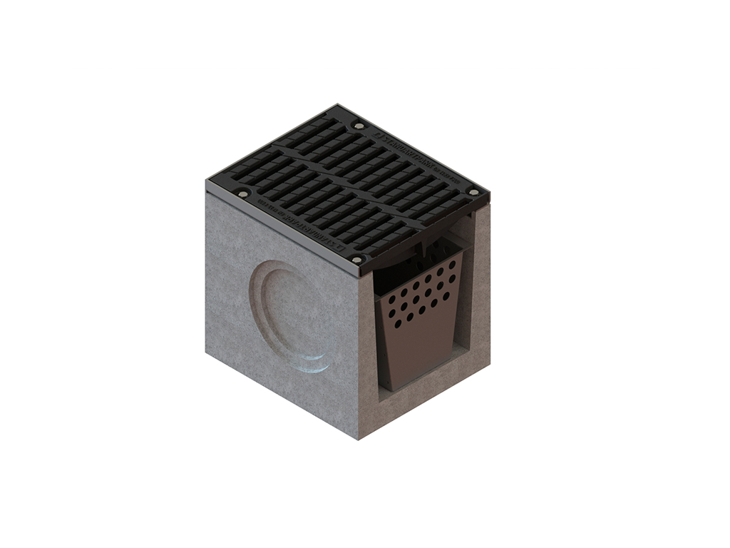 Дождеприемник фибробетонный MEGA DN300 с корзиной и решеткой чугунной класс нагрузки E600