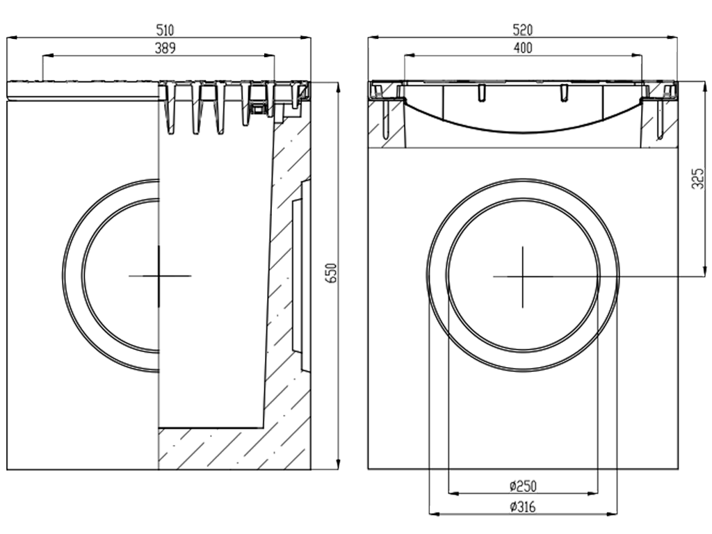 Дождеприемник фибробетонный MEGA DN400 с решеткой чугунной класс нагрузки E600