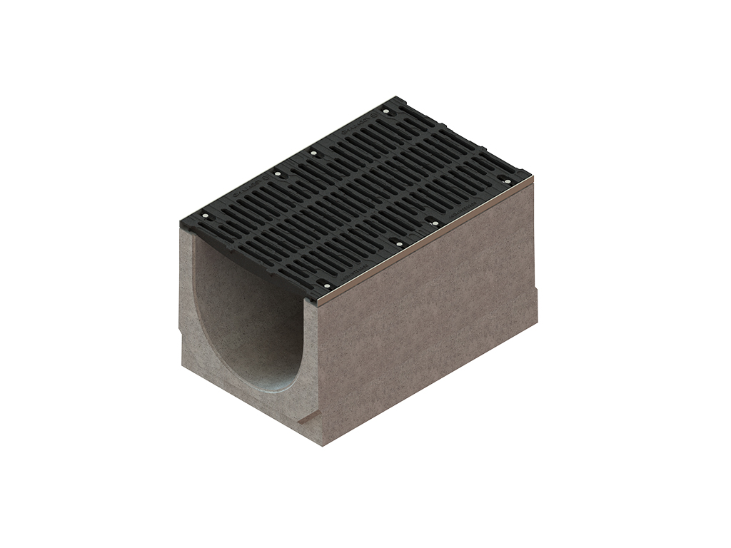 Rigolă carosabilă MEGA DN500 (H460 - H610 mm) din fibrobeton, cu grătare din fontă ductilă F900