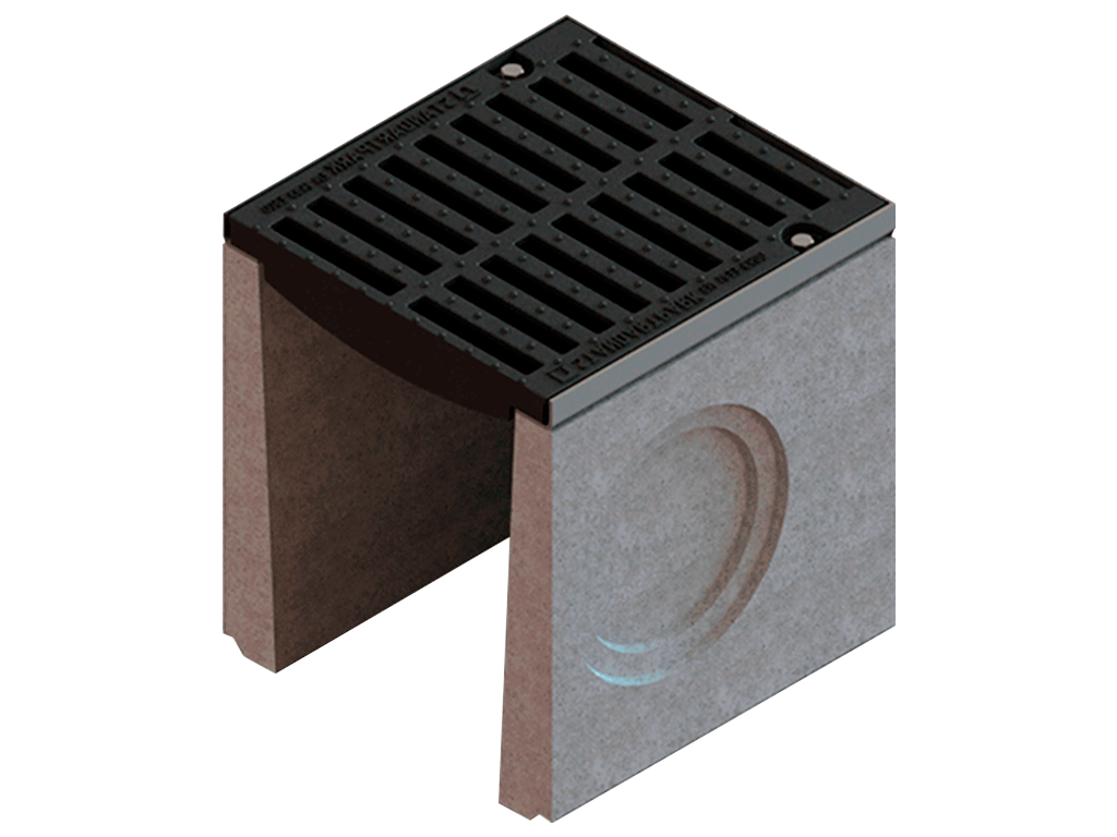 Дождеприемник фибробетонный MEGA DN500 с решеткой чугунной класс нагрузки E600, (верхняя часть)