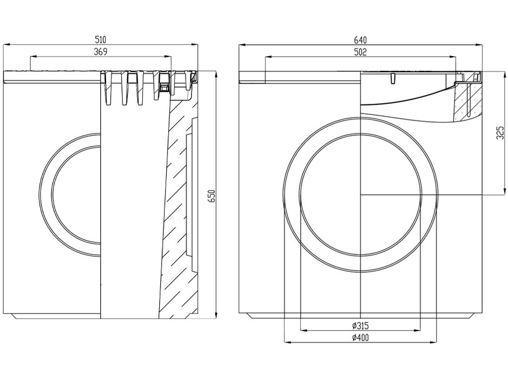 Дождеприемник фибробетонный MEGA DN500 с решеткой чугунной класс нагрузки E600, (верхняя часть)