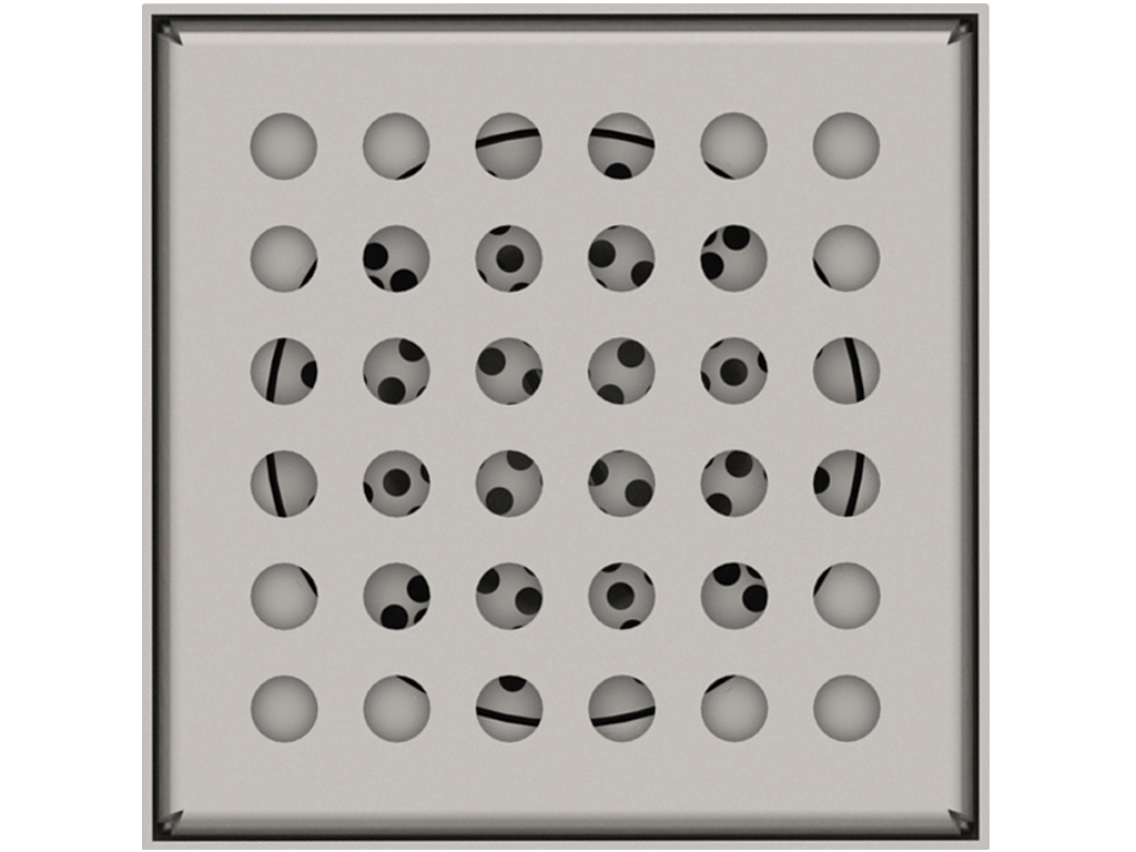 Трап INOX 250х250 с вертикальным выпуском D110, гидрозатвором, уловителем примесей и решеткой перфорированной класса L15 согласно EN1253