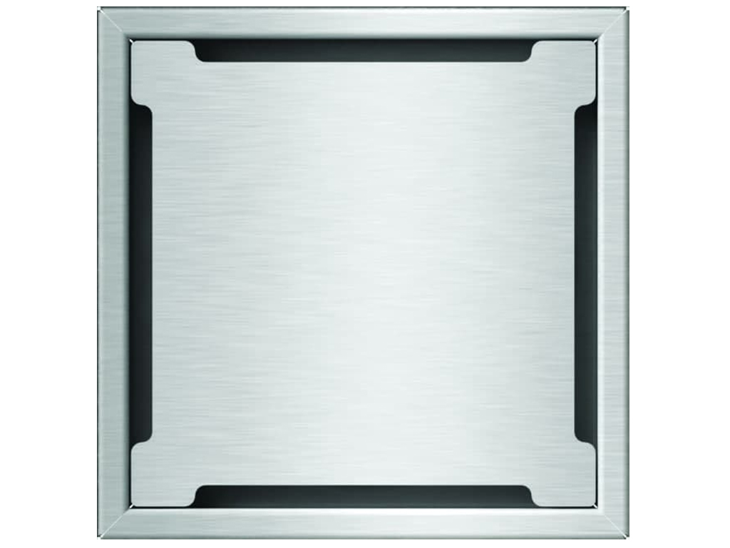 Трап INOX 250х250 с вертикальным выпуском D110, гидрозатвором, уловителем примесей и решеткой пластинчевой класса R50 согласно EN1253