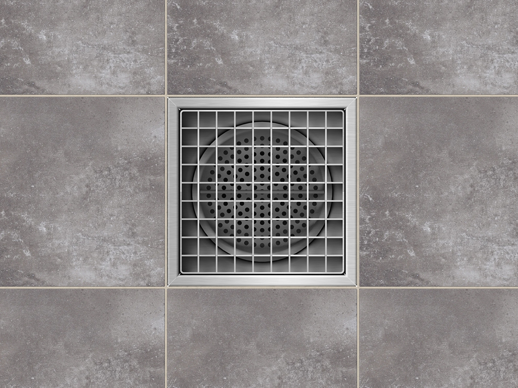 Трап INOX 250х250 с вертикальным выпуском D110, гидрозатвором, уловителем примесей и решеткой  ячеистой антискользящая класса L15 согласно EN1253