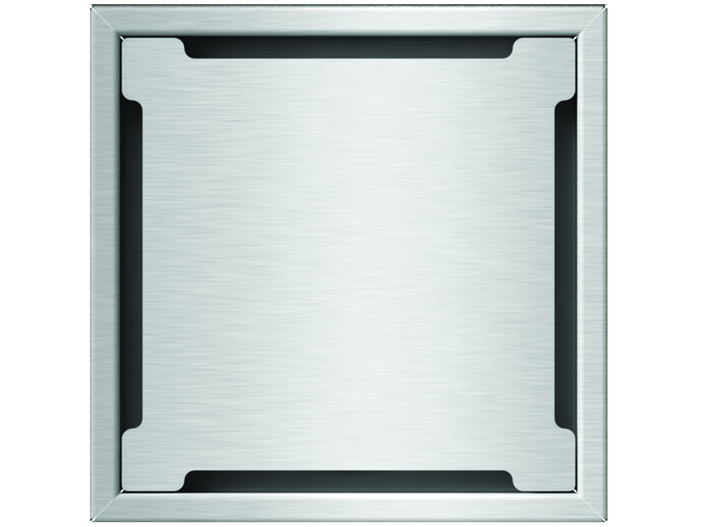 Трап INOX 150х150 с вертикальным выпуском D110, гидрозатвором, уловителем примесей и решеткой пластинчатой класса L15 согласно EN1253