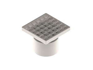 Трап INOX 150х150 с вертикальным выпуском D110, гидрозатвором, уловителем примесей и решеткой  ячеистой антискользящая класса L15 согласно EN1253