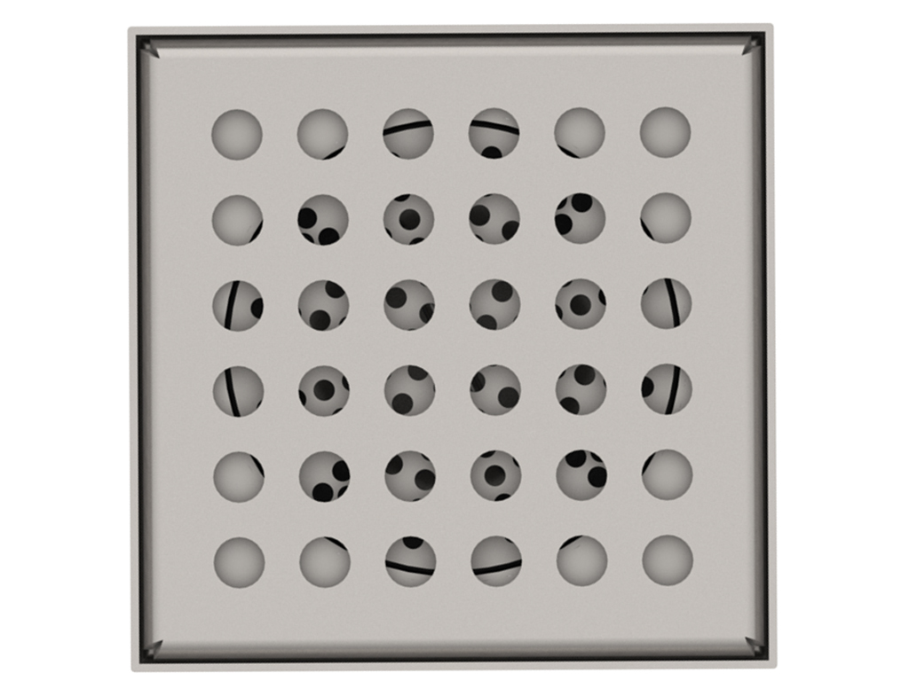 Трап INOX 150х150 с вертикальным выпуском D110, гидрозатвором, уловителем примесей и решеткой перфорированной класса L15 согласно EN1253