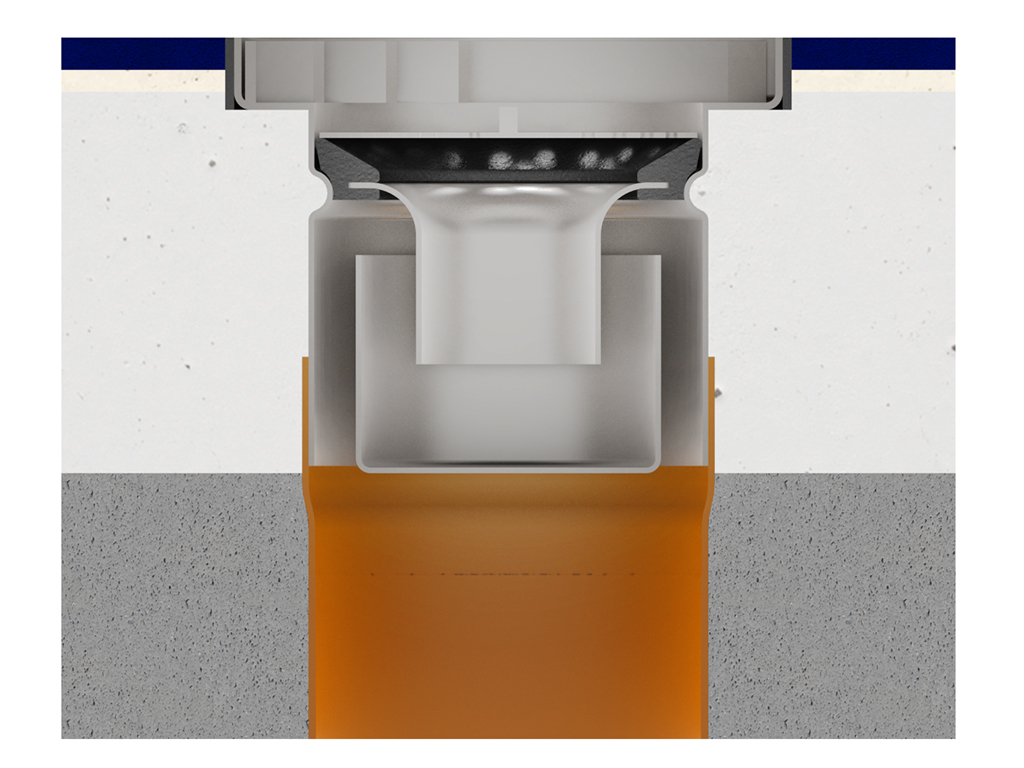 Трап INOX 150х150 с вертикальным выпуском D110, гидрозатвором, уловителем примесей и решеткой перфорированной класса L15 согласно EN1253