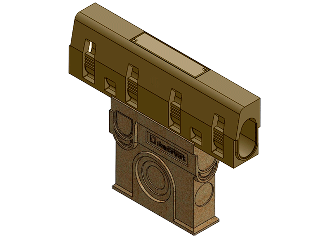 Бордюр водоотводный полимербетонный Compomax DN100 H300 (1000x150x300) с ревизионным оцинкованным люком