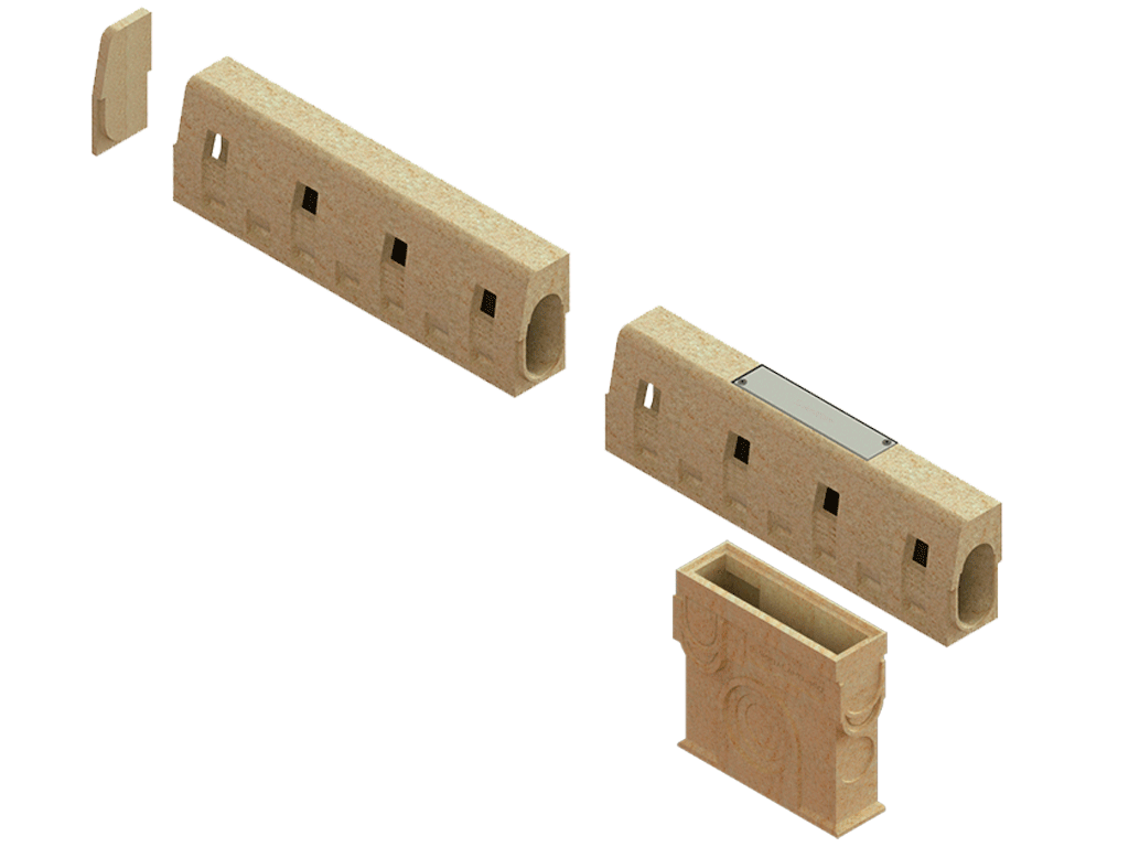 Бордюр водоотводный полимербетонный Compomax DN100 H300 (1000x150x300) с ревизионным оцинкованным люком