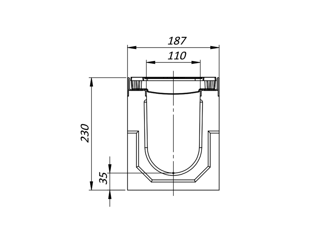 Rigolă din beton cu polimeri Mega DN110 H230 cu grătare fontă clasa de sarcini E600