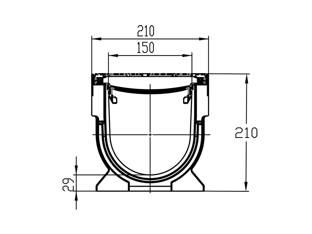 Rigolă din beton cu polimeri Pro DN150 H210 cu grătare fontă clasa de sarcini D400