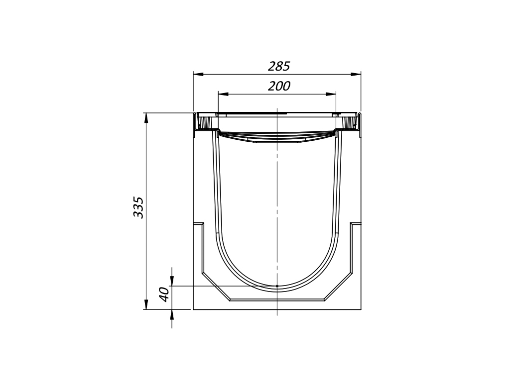 Rigolă din beton cu polimeri Mega DN200 H335 cu grătare fontă clasa de sarcini E600