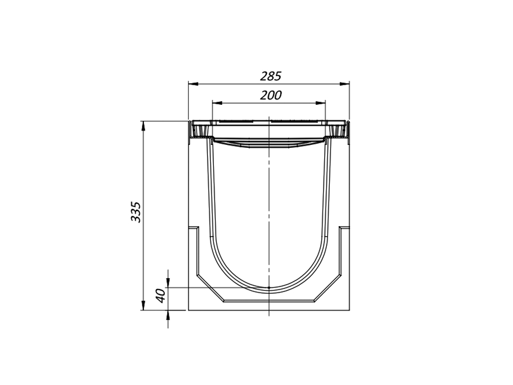 Rigolă din beton cu polimeri Mega DN200 H335 cu grătare fontă clasa de sarcini F900
