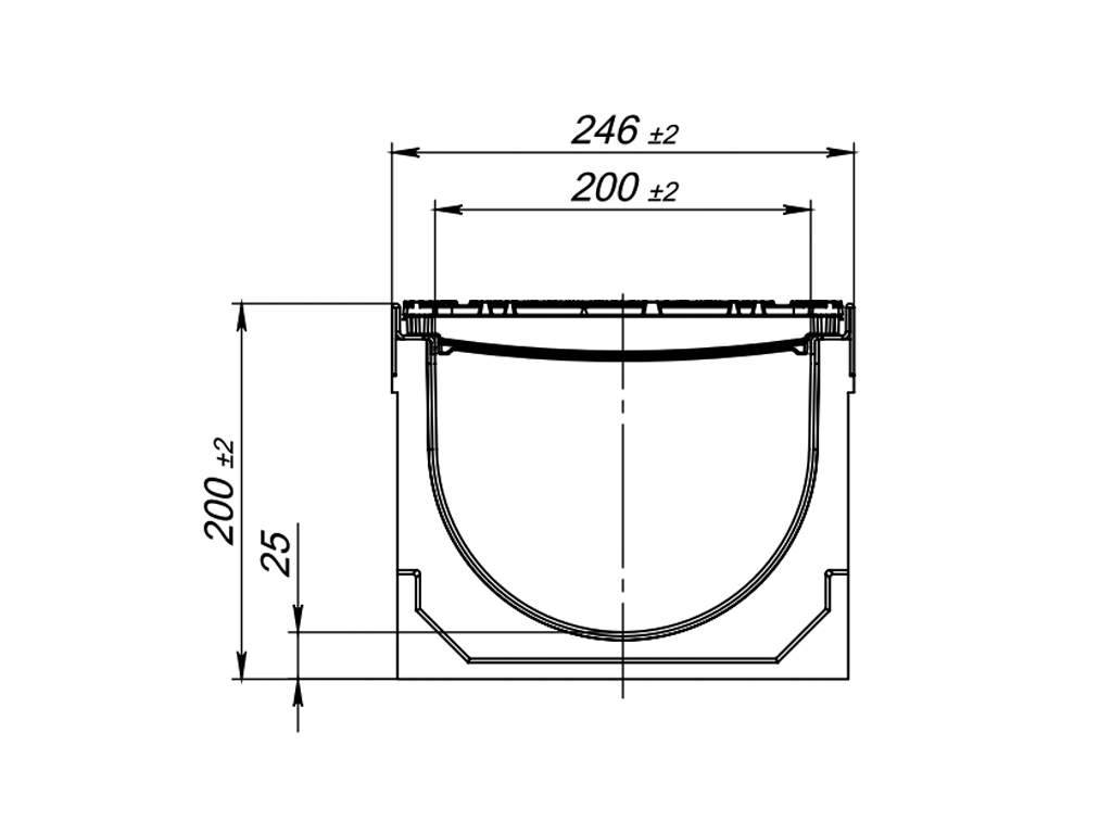 Rigolă din beton cu polimeri Pro DN200 H200 cu grătare fontă clasa de sarcini D400