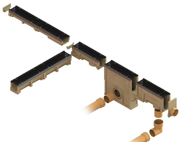 Rigolă din beton cu polimeri Pro DN200 H200 cu grătare fontă clasa de sarcini D400