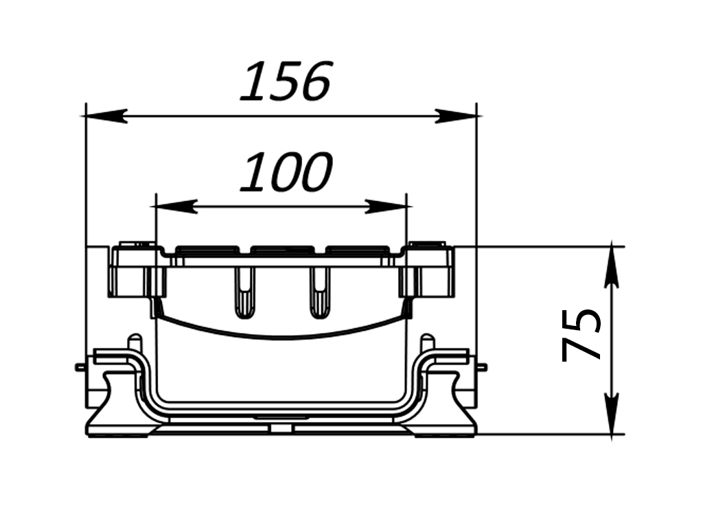 Rigolă Base DN100 H75 cu grătare din poliamidă cu fibră de sticlă (PA-GF) în grilă, clasa de sarcini A15 (1000x156x75)