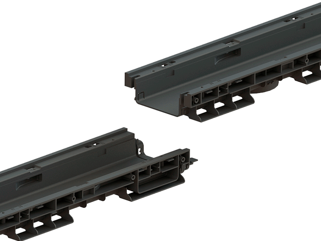 Лоток водоотводный Base DN100 H75 с решеткой полиамидной усиленной стекловолокном (PA-GF) класс B125 (1000x156x75)