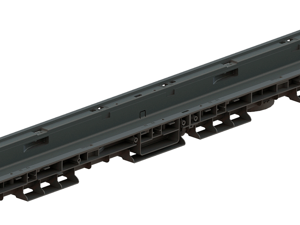 Лоток водоотводный Base DN100 H75 с решеткой полиамидной усиленной стекловолокном (PA-GF) класс B125 (1000x156x75)