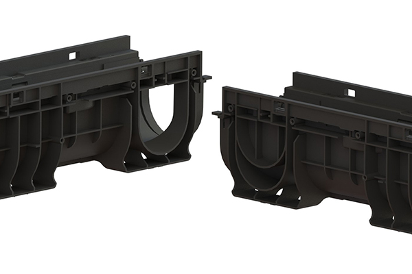 Лоток водоотводный Base DN100 H95 с решеткой полиамидной усиленной стекловолокном (PA-GF), класс A15 (1000x156x95)