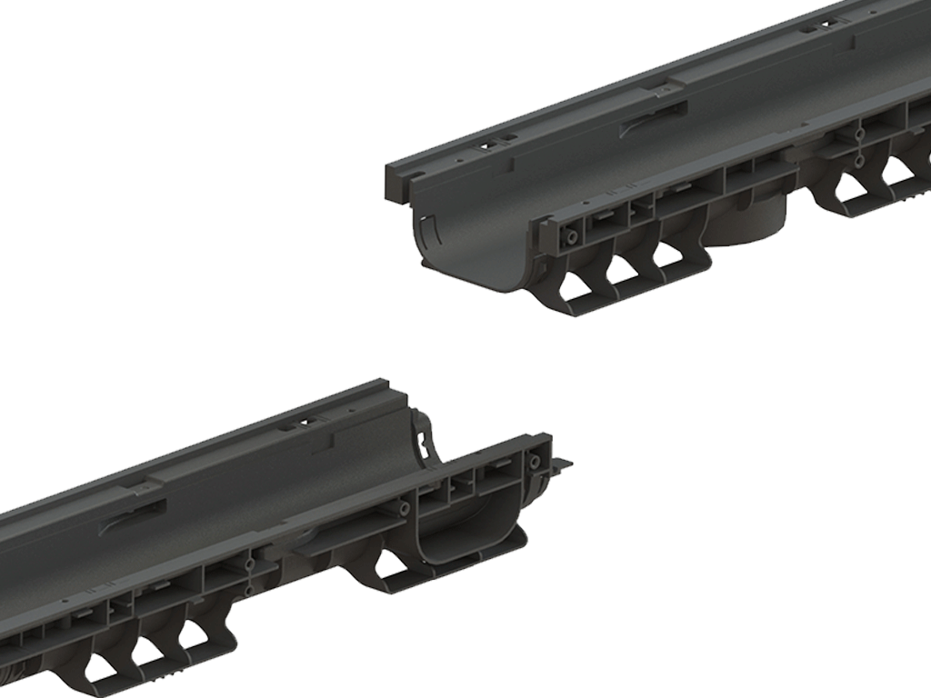 Rigolă Base DN100 H95 cu grătare din poliamidă cu fibră de sticlă (PA-GF) în grilă, clasa de sarcini B125 (1000x156x95)