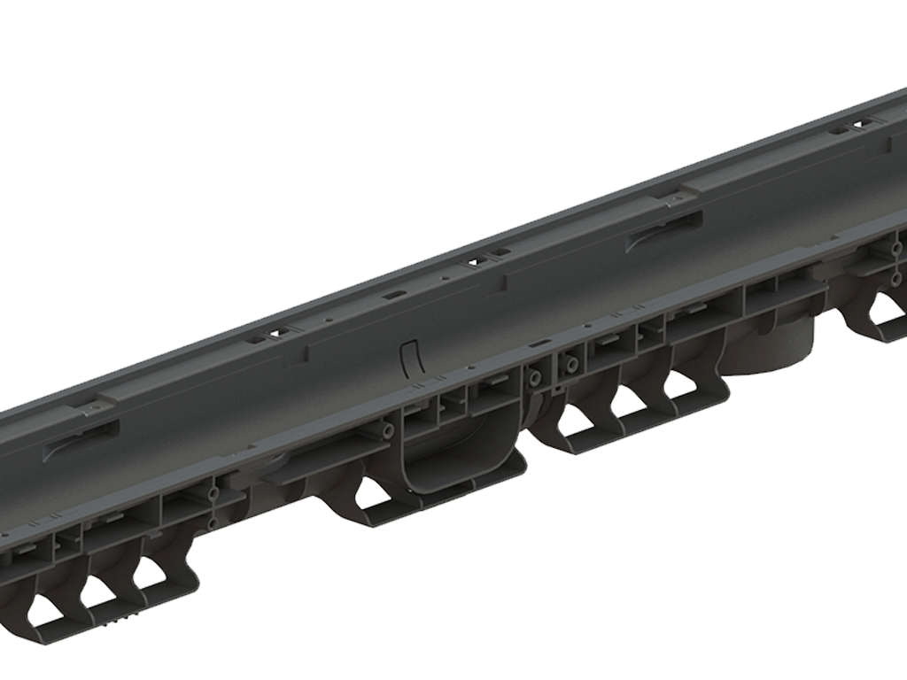 Rigolă Base DN100 H95 cu grătare din poliamidă cu fibră de sticlă (PA-GF) în grilă, clasa de sarcini B125 (1000x156x95)