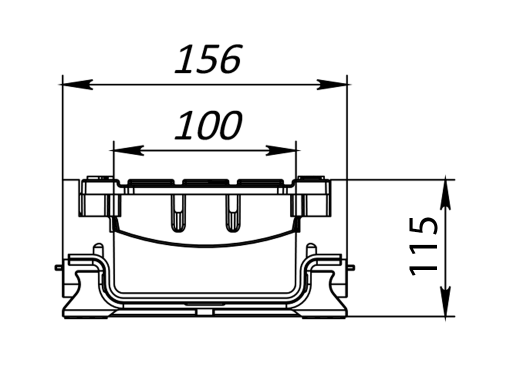 Rigolă Base DN100 H115 cu grătare din poliamidă cu fibră de sticlă (PA-GF) în grilă, clasa de sarcini B125 (1000x156x115)