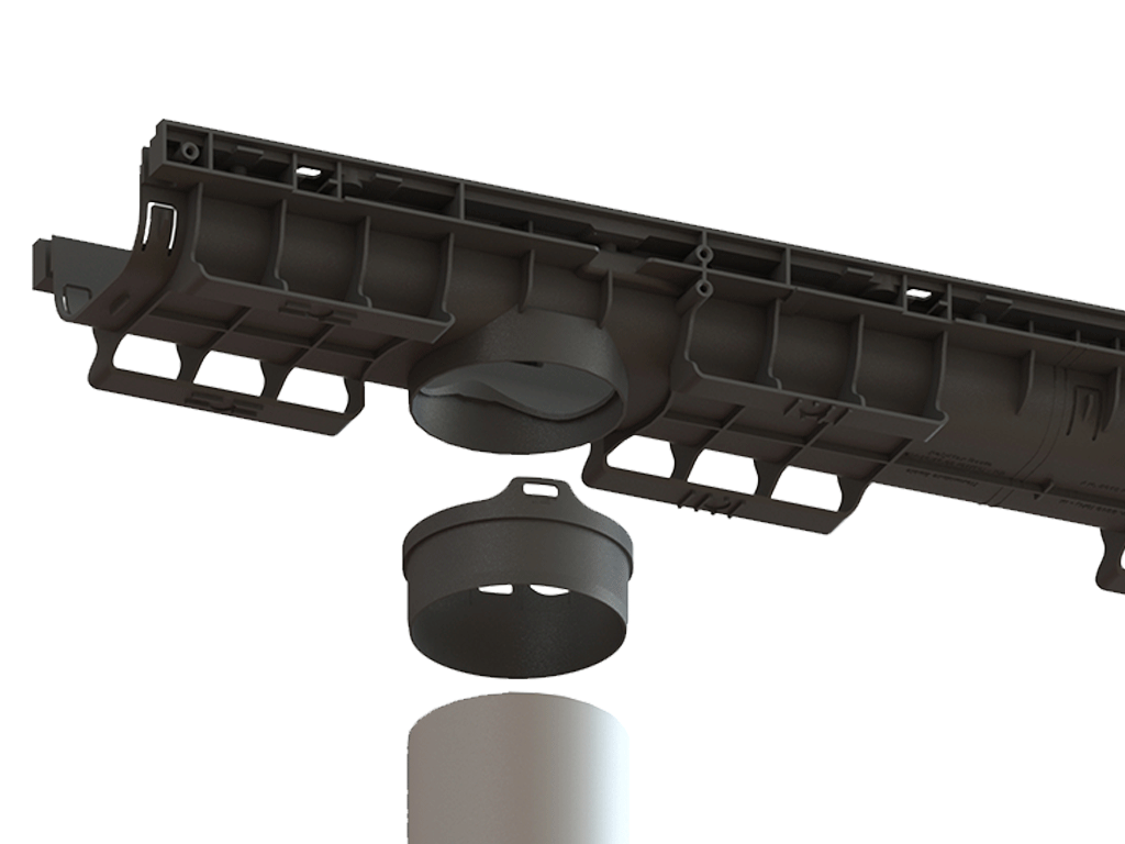 Лоток водоотводный Base DN100 H95 с решеткой полиамидной усиленной стекловолокном (PA-GF) класс B125 (1000x156x95)