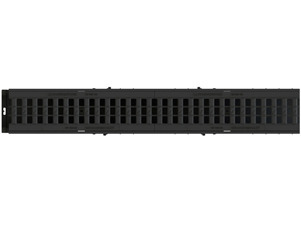 Rigolă Base DN100 H135 cu grătare din poliamidă cu fibră de sticlă (PA-GF) în grilă, clasa de sarcini A15 (1000x156x135)