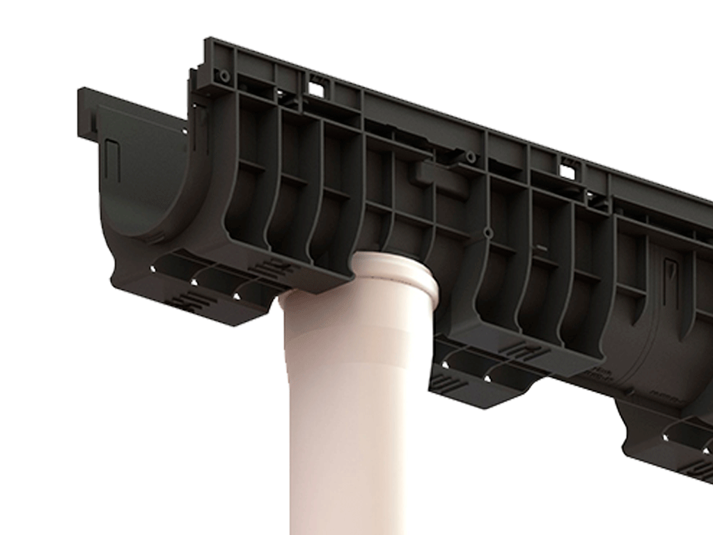 Rigolă Base DN100 H135 cu grătare din poliamidă cu fibră de sticlă (PA-GF) în grilă, clasa de sarcini A15 (1000x156x135)