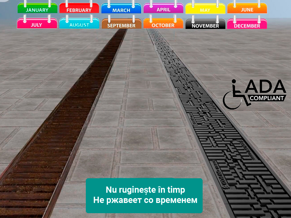 Лоток водоотводный Base DN100 H135 с решеткой полиамидной усиленной стекловолокном (PA-GF), стандарт ADA, класс B125 (1000x156x135)