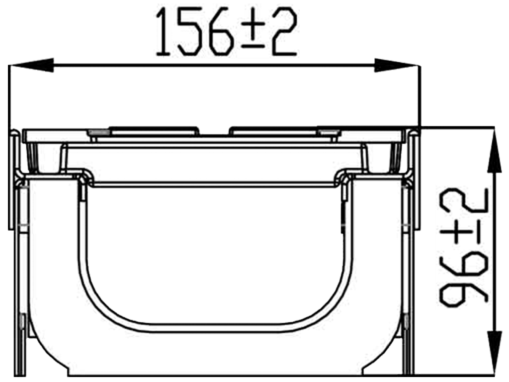 Лоток водоотводный POLYMAX DRIVE DN100 H96 с решеткой чугунной D400 (1000х156х96)