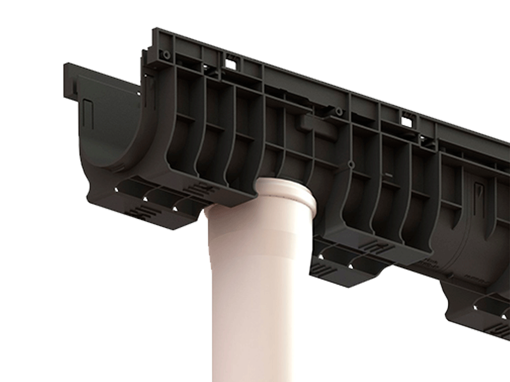 Rigolă Base DN100 H165 cu grătare din poliamidă cu fibră de sticlă (PA-GF) în grilă, clasa de sarcini A15 (1000x156x165)