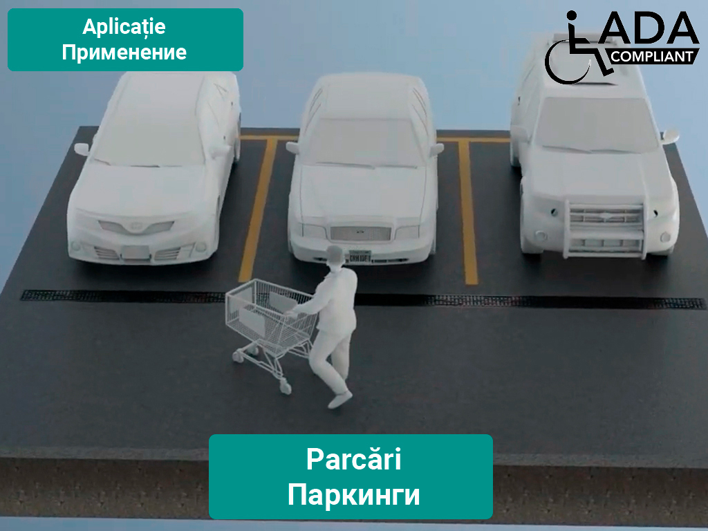 Rigola din polipropilenă Base DN100 H165 cu gratare din poliamida cu fibra de sticla (PA-GF) în grila, standard ADA, clasa de sarcini B125 (1000x156x165)