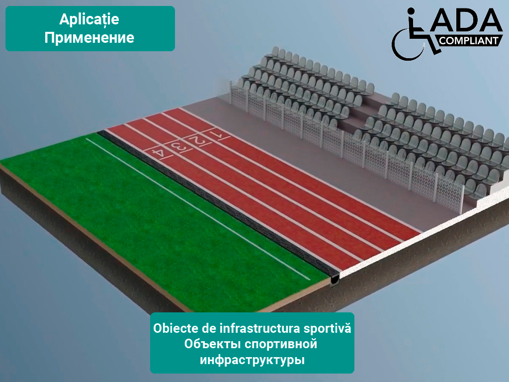 Rigola din polipropilenă Base DN100 H215 cu gratare din poliamida cu fibra de sticla (PA-GF) în grila, standard ADA, clasa de sarcini B125 (1000x156x215)