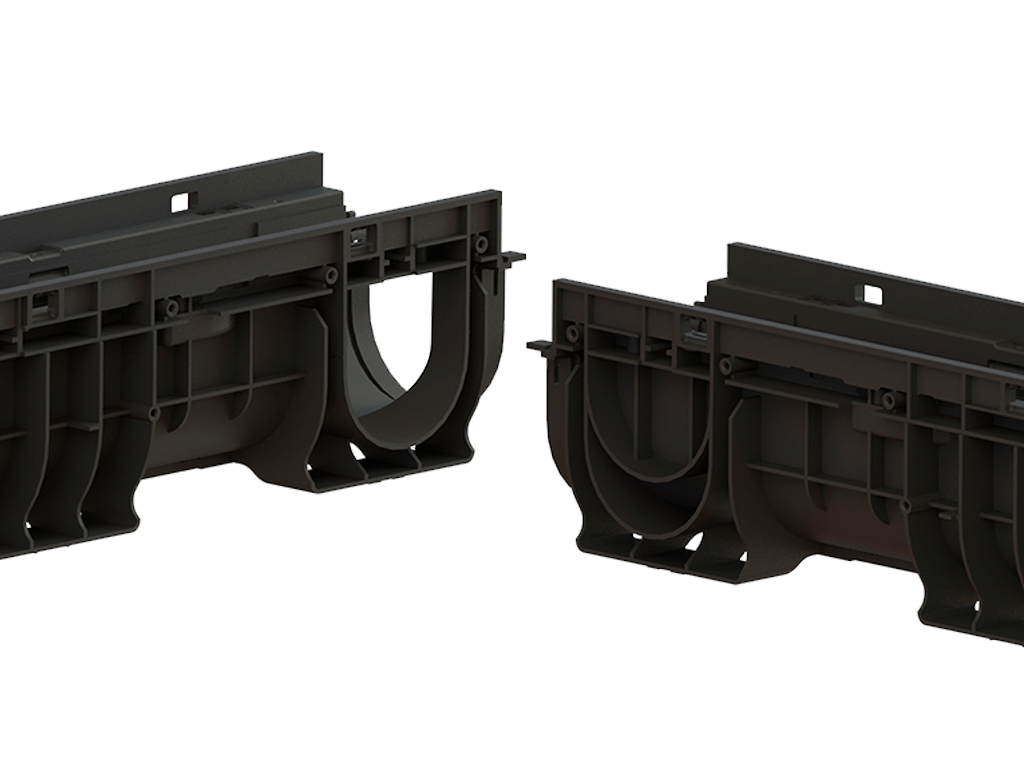 Rigolă Base DN100 H135 cu grătare din poliamidă cu fibră de sticlă (PA-GF) în grilă, clasa de sarcini B125 (1000x156x135)