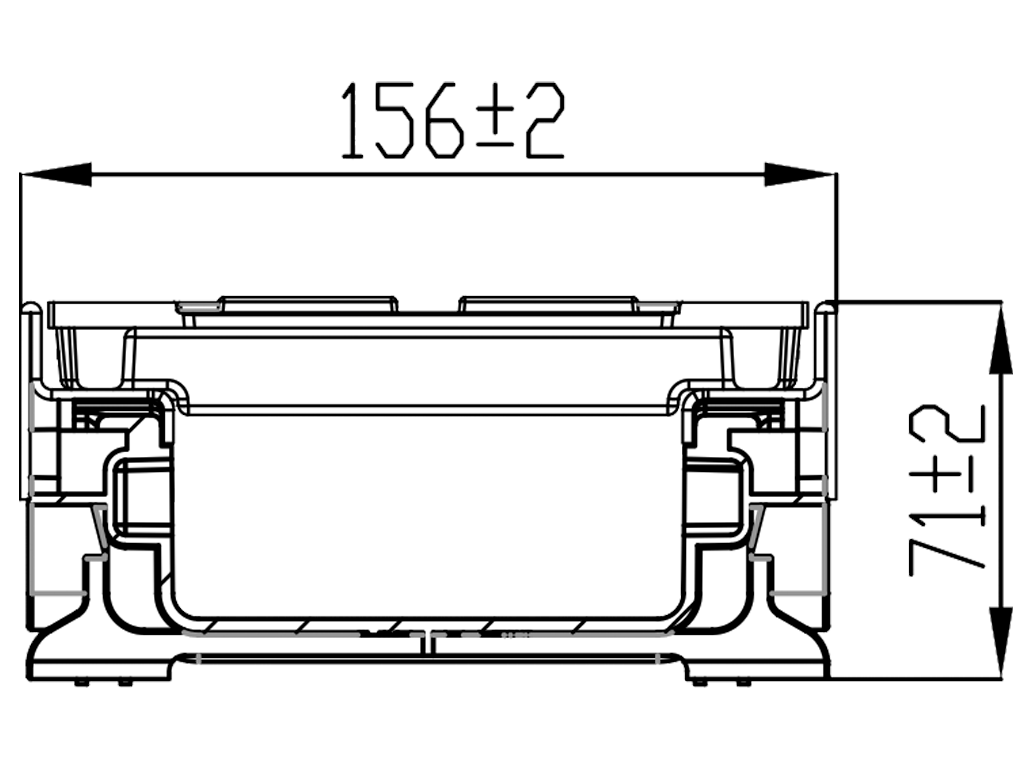 Лоток водоотводный POLYMAX DRIVE DN100 H71 с решеткой чугунной D400 (1000х156х71)
