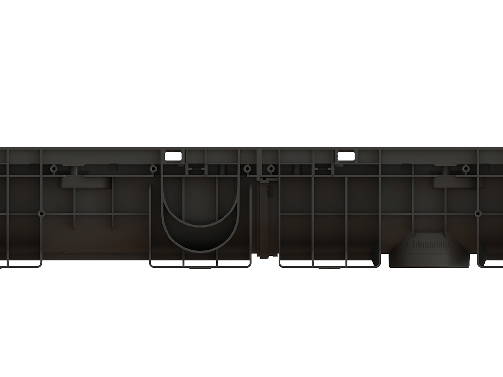 Rigolă Base DN100 H165 cu grătare din poliamidă cu fibră de sticlă (PA-GF) în grilă, clasa de sarcini B125 (1000x156x165)