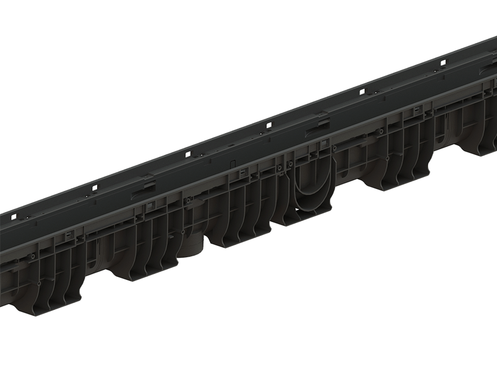 Rigolă Base DN100 H165 cu grătare din poliamidă cu fibră de sticlă (PA-GF) în grilă, clasa de sarcini B125 (1000x156x165)