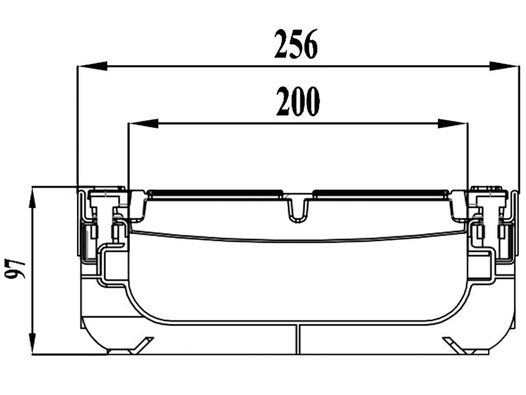 Лоток водоотводный POLYMAX DRIVE DN200 H97 с решеткой чугунной D400 (1000х256х97)