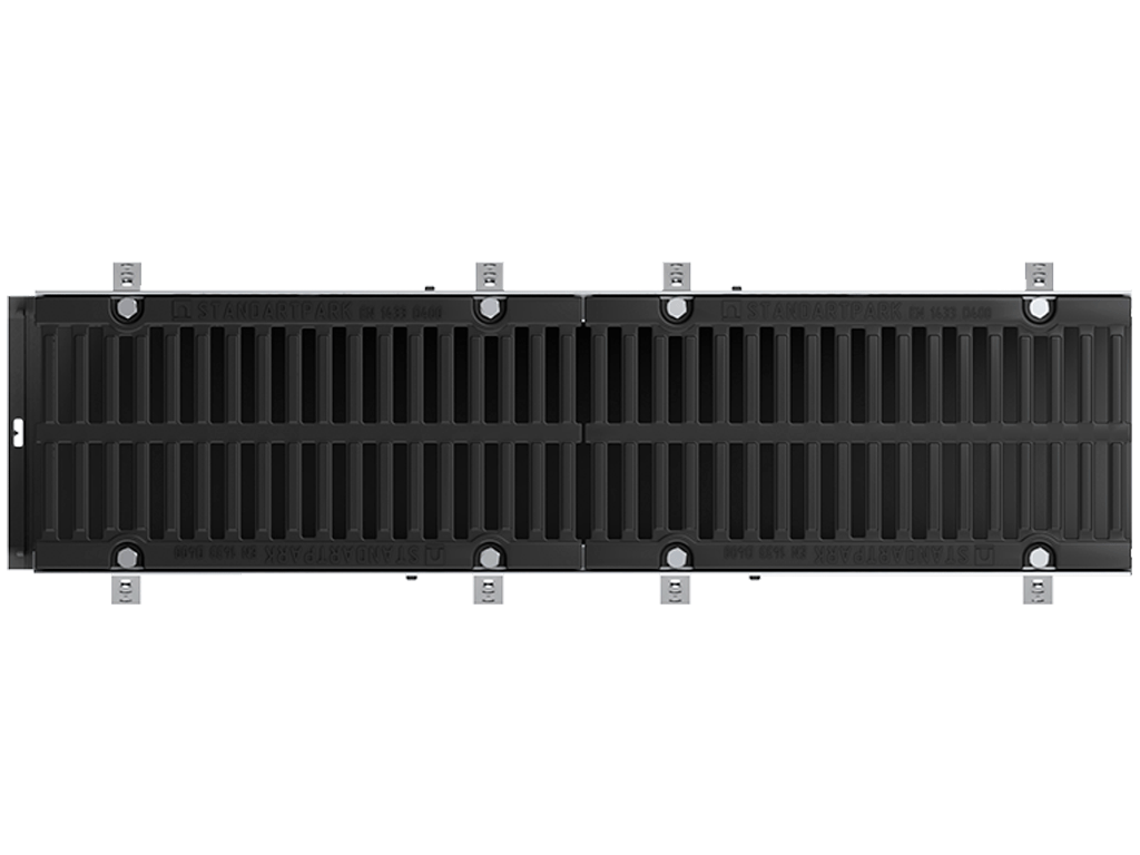 Лоток водоотводный POLYMAX DRIVE DN200 H97 с решеткой чугунной D400 (1000х256х97)